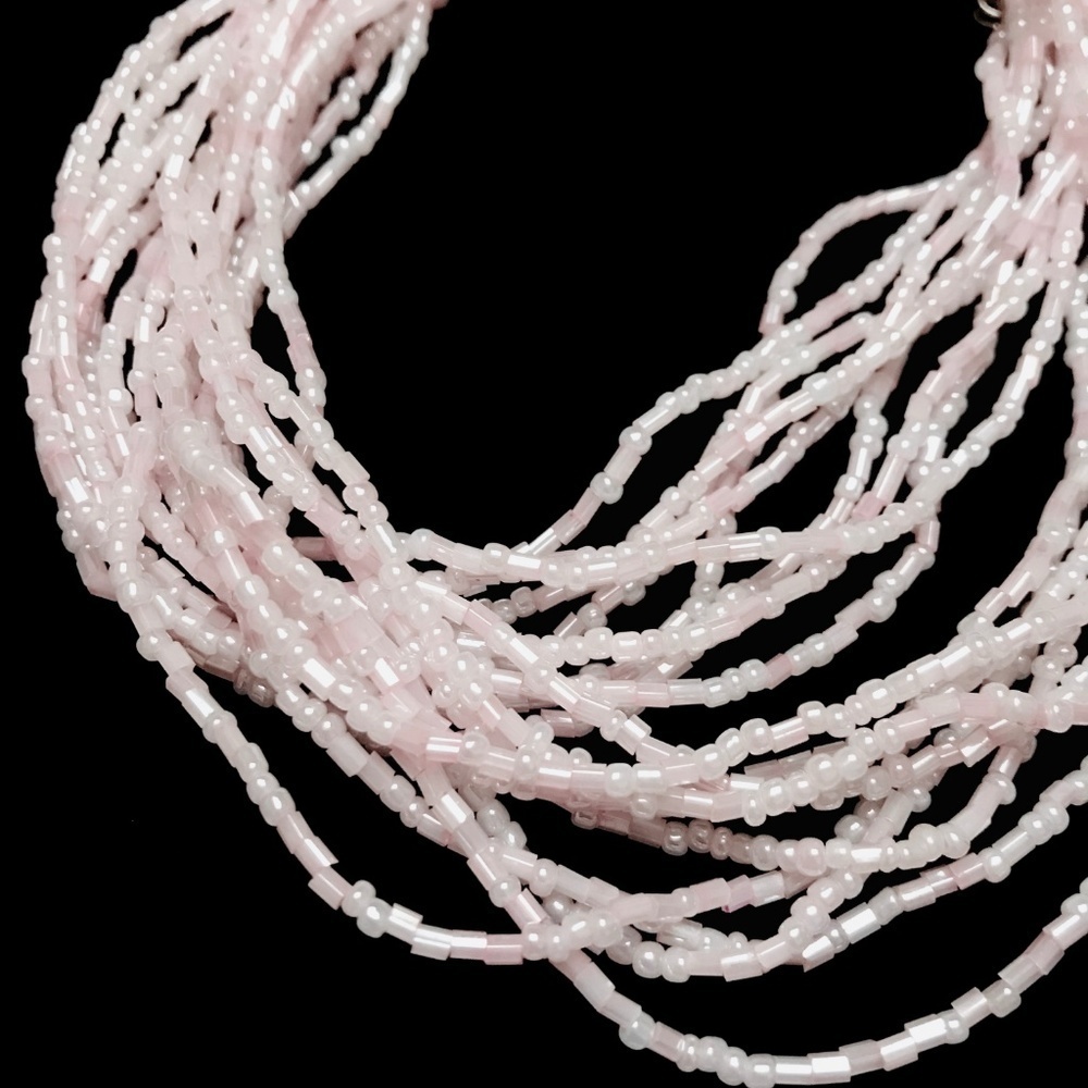 Light Pink Multi Strand Beaded Necklace